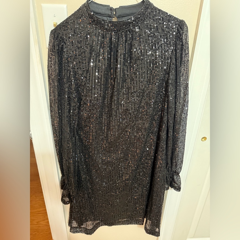 Julia Jordan Black Sequin Long Sleeve Dress